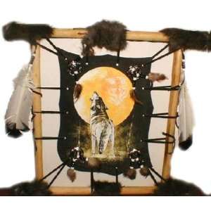  Wolf & Moon on Leather Wall Decoration Southwest Dreamcatcher: Home