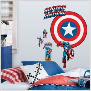 New CAPTAIN AMERICA SHIELD WALL DECAL Bedroom Stickers Vintage Comic 