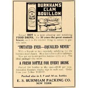  1921 Ad E. S. Burnham Packing Clam Bouillon Food Drink 