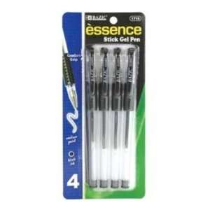  BAZIC Essence Black Color Gel Pen w/ Grip (4/Pack), Case 