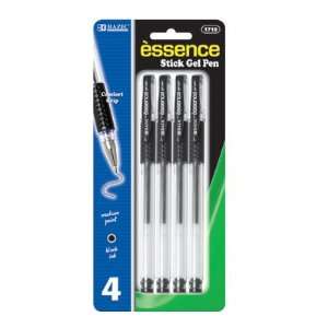  BAZIC Essence Black Color Gel Pen w/ Grip (4/Pack), Case 