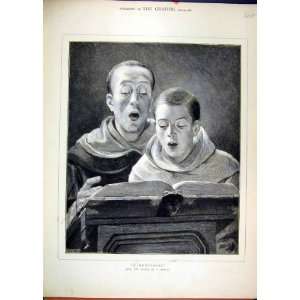  Chior Boys Singing 1882 Music Rehearsal Hymn Book Print 