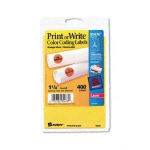  Self Adhesive Removable Labels   1 1/4in dia, Neon Orange 