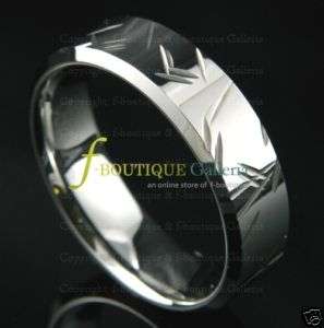 Zen SOLID TUNGSTEN CARBIDE Grooved Wedding Ring Band  