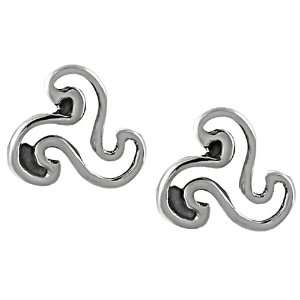    Sterling Silver Celtic Triskele Cut out Stud Earrings: Jewelry