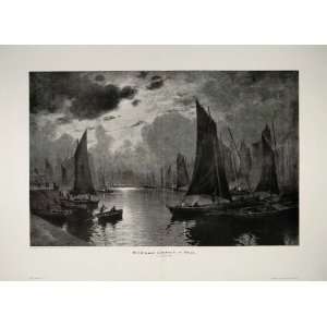   Harbor Sailboat Maroniez Engraving   Original Print