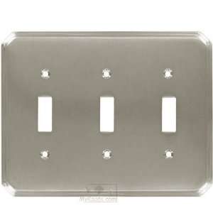   deco triple toggle switchplate in satin nickel