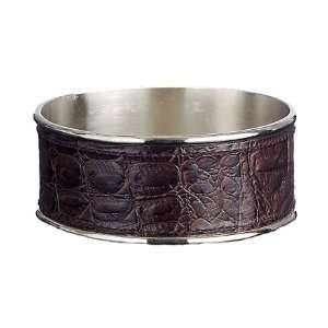  Wine Coaster with Brown Crocodile Leather by Godinger 