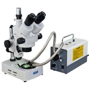 Trinocular Stereo Microscope 3.5x 90x with Y Shaped Fiber Light 