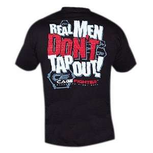  Cage Fighter Real Men Tee   Black