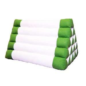 Triangle Pillow Green White Kapok Fill 15x15x22