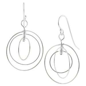  Sterling Silver Tri circle Earrings Jewelry