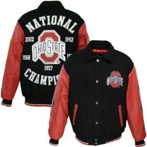  Ohio State Buckeyes Black Varsity Jacket: Sports 