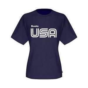  Roots Olympics Torino 2006 US Womens T Shirt   Navy Large 