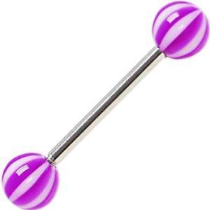  Barbell   Violet Beach Ball Tongue Ring Jewelry