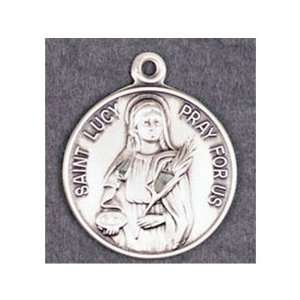  St. Lucy Patron Saint Medal   Sterling Silver Jewelry