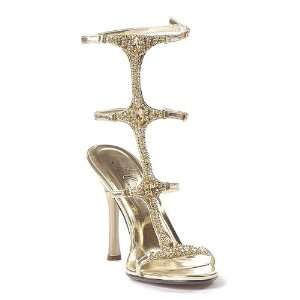   E457 MICHELL 8 Womens Gold Jeweled Sandal Size 8
