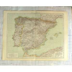  ANTIQUE MAP c1900 SPAIN PORTUGAL GIBRALTAR MAJORCA