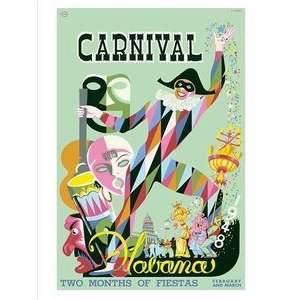  World Travel Poster Cuba Havana Carnival 1948 9 inch by 12 