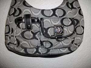 Handbag Purse Treviso Black & Gray 4 Pockets Inside 2 Outside Pretty 