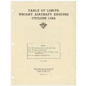   2600 Cyclone 14 BA Aircraft Engine Limits Manual Wright R 2600