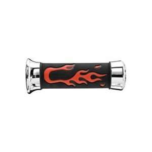   135MM DUAL DENSITY FLAME GRIPS WITH EAGLE (BLACK/RED) Automotive