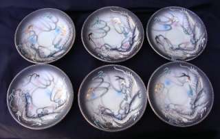 Vintage Bone China DRAGONWARE 5 Saucers Gray/Gold/Black  