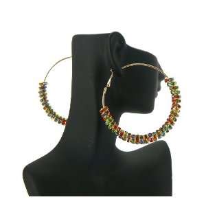 Basketball Wives POParazzi Inspired Stone Rings Earring Gold/Multi 