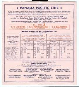  PACIFIC LINE NY to CALIFORNIA via HAVANA & PANAMA CANAL Schedule