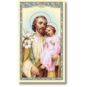  Saint Joseph with Jesus Novena Holy Card Fully Laminated 