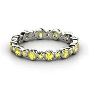  Heartbeat Band, Sterling Silver Ring with Yellow Sapphire 