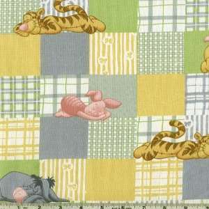    Wide Pooh & Friends Sleepytime Patchwork Pastel Fabric By The Yard