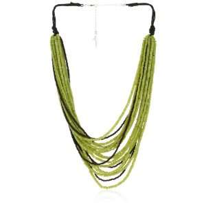   Cole New York Urban Sand Lime Green Seed Bead Necklace Jewelry