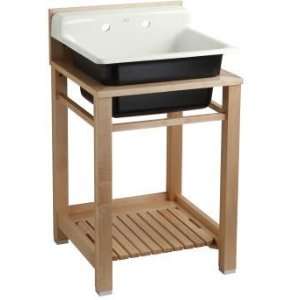 Kohler K 6608 2P NY Dune Bayview Bayview wood stand utility sink with 