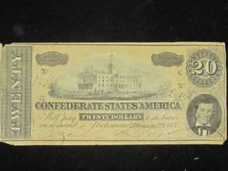 Confederate $20.00 Bill Number CS67 X Series  