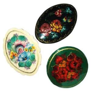  GreatRussianGifts Bouquets (set of 3 Round Lacquer 