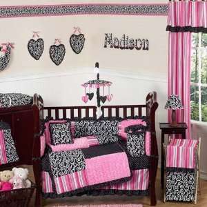    Madison Pink Black And White 9 Piece Crib Bedding Set: Baby