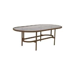   Aluminum 84 x 42 Oval Clear Top Patio Dining Table Smooth Snow Finish
