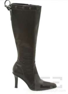 Coach Black Leather Bella G Knee High Heeled Boots Size 8B  