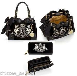 NWT JUICY COUTURE Black Scottie Daydreamer Bag w Wallet  