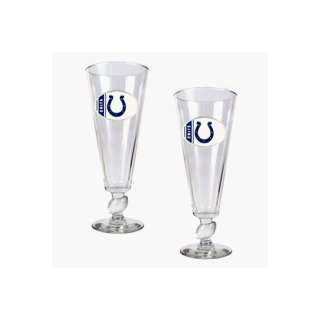   Piece Pilsner Glass Set with Football on Stem: Sports & Outdoors