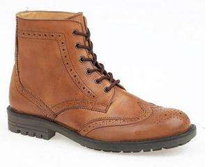 Roamers Leather 6 Eye Brogue Ankle Boot (Tan)  