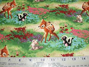 COTTON Fabric Kinkade Disney Bambi Thumper Flower BTY  