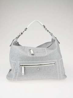 Tods Grey Coated Canvas Pashmy Large Hobo Bag  