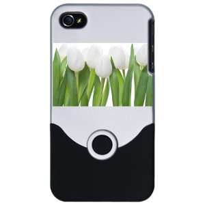  iPhone 4 or 4S Slider Case Silver White Tulips Spring 