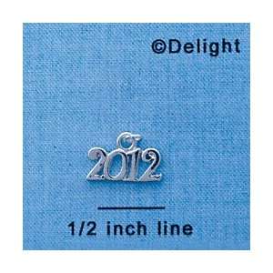  C3459 tlf   Silver 2012 Year   Im. Rhodium Plated Charm 