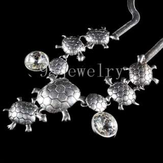Cute Tortoise Tibet Silver Necklace & Earrings TS0959  