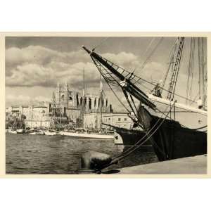  1937 Harbor Palma Mallorca Majorca Spain Photogravure 