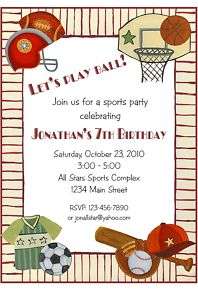Personalized ALL SPORTS Birthday Party INVITATIONS  