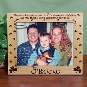  Shamrock Blessings Personalized Wood Picture Frame